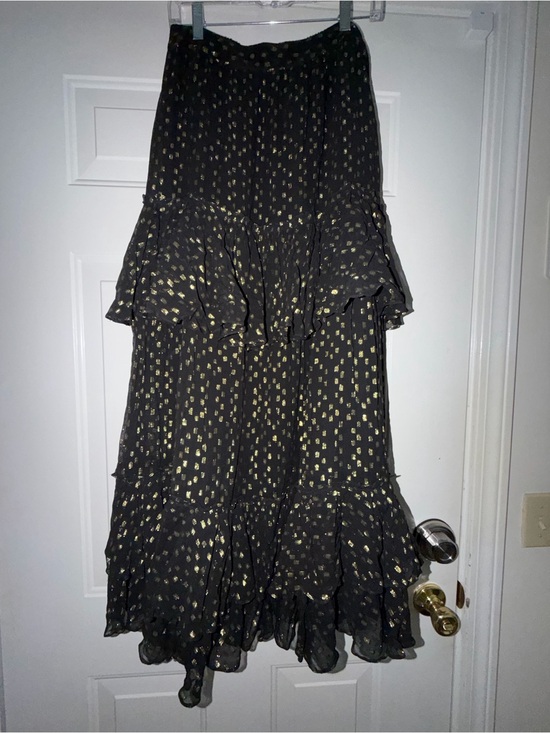 Rococo Sand Dresses & Skirts - Rococo Sand Black Tiered Ruffle Maxi Skirt with Gold Dot Print. Sz M